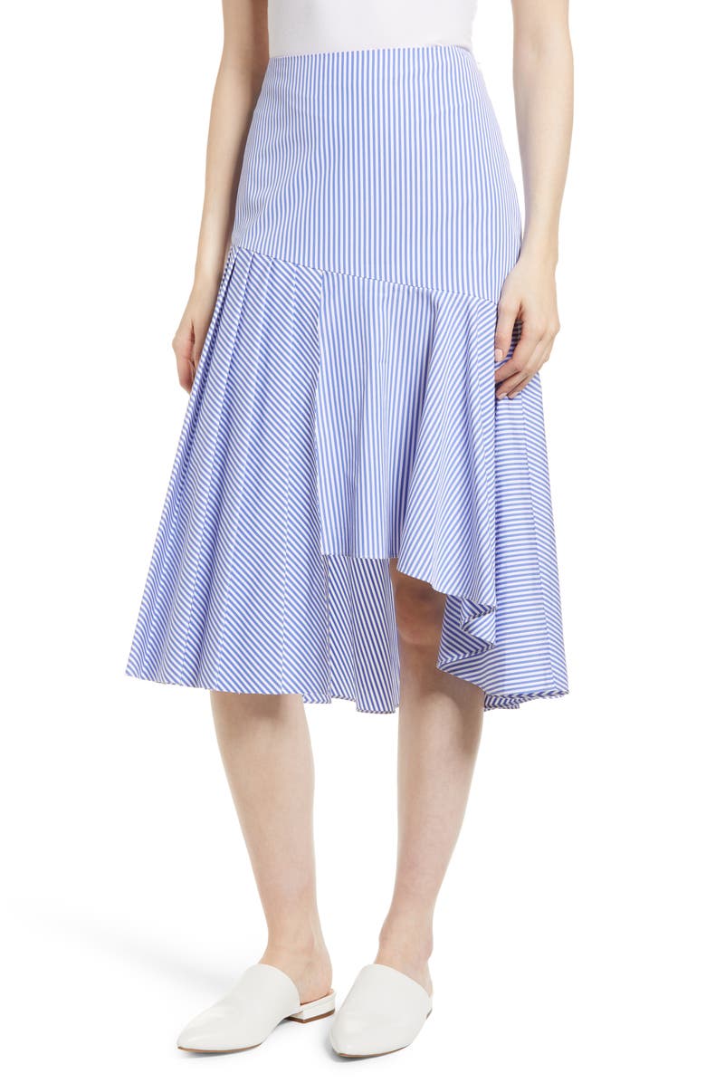 Nordstrom Signature Asymmetrical Stripe Cotton Skirt, Main, color,
