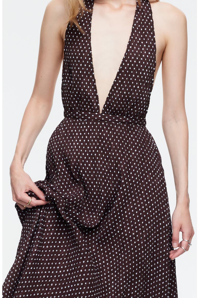 District Maxi Halter Dress, Alternate, color, CHOCOLATE BLUE POLKA