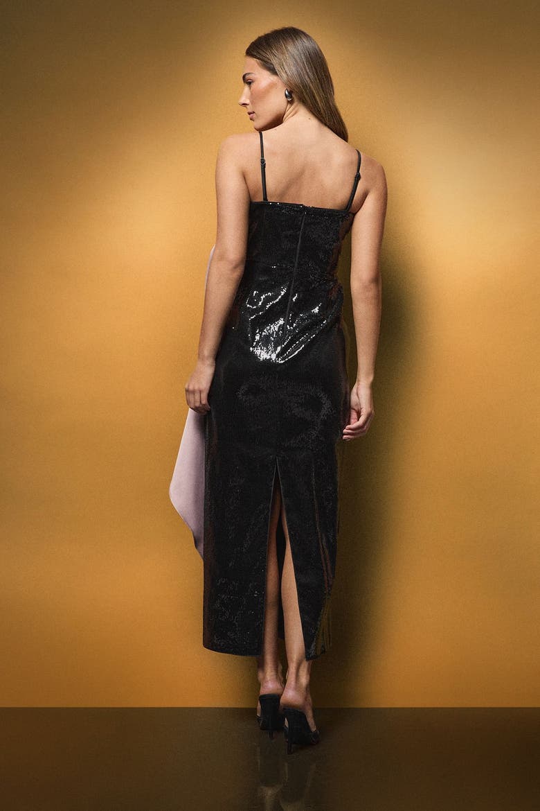 Sequin Bow Maxi Dress, Alternate, color, Black