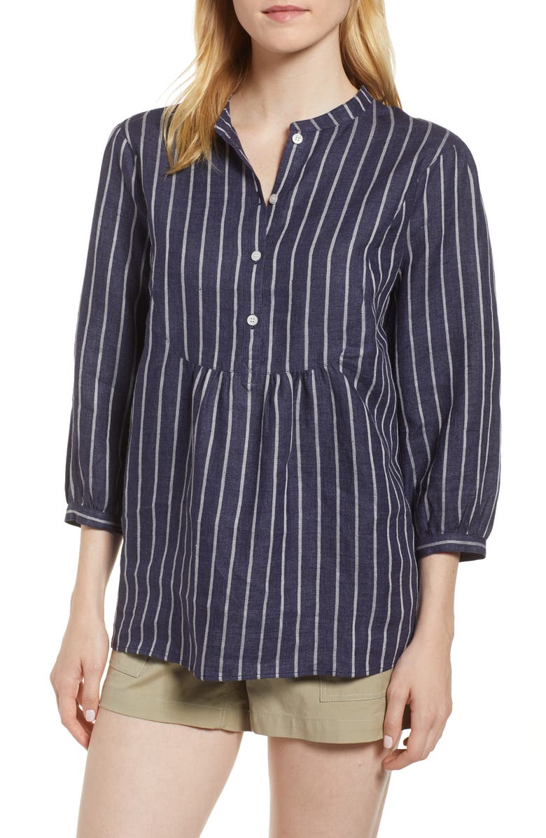 Nordstrom Signature Stripe Linen Shirt, Main, color, 