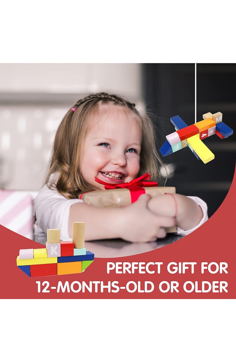 Leo 
Friends Count and Spell Block Set, 50-Piece Wooden Number and Letter Stacking Toy Kit for Ages 12-Months+, Alternate, color, Yellow