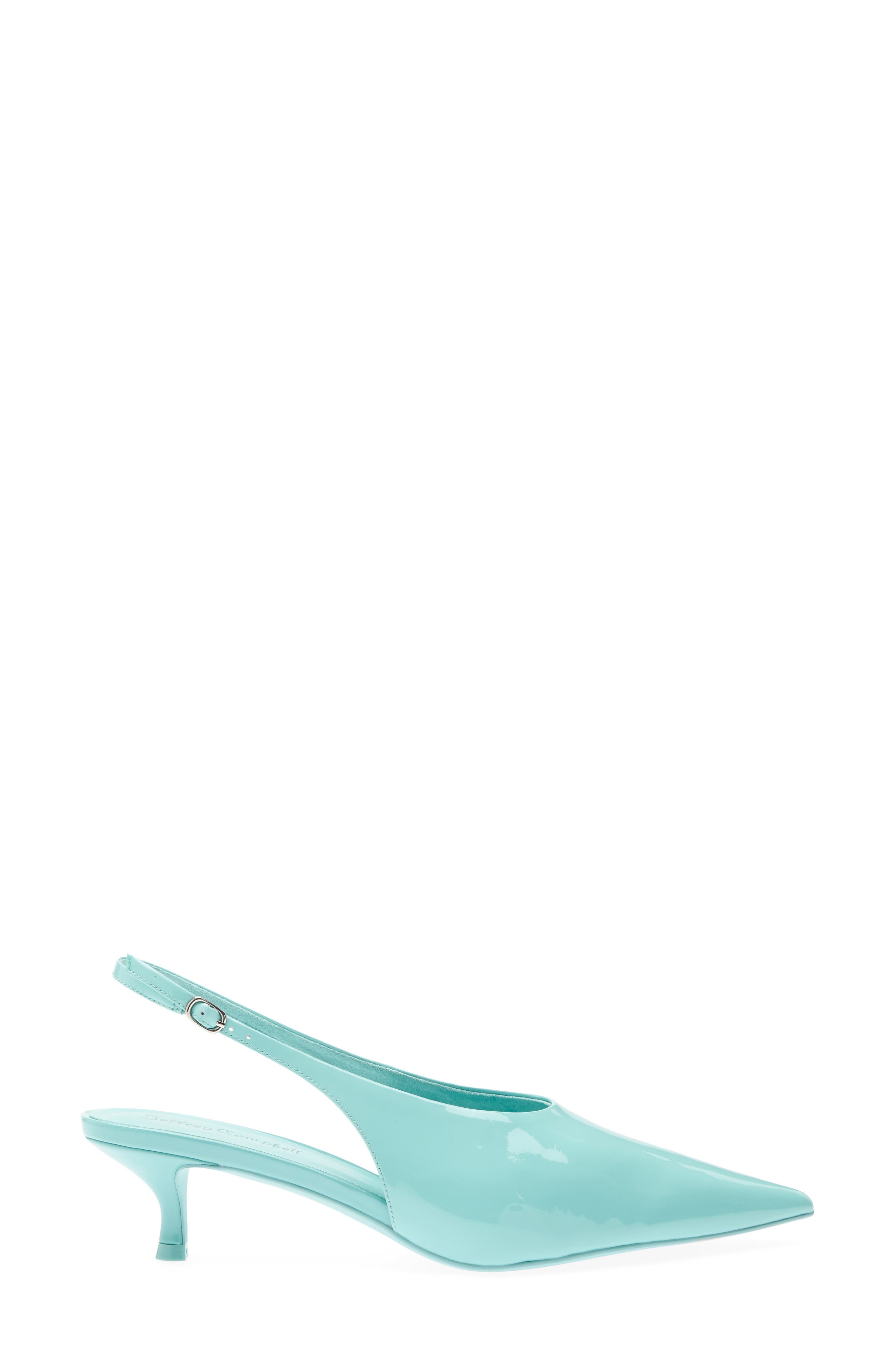 Adriatica Slingback Pointed Toe Kitten Heel Pump, Alternate, color, MINT PATENT
