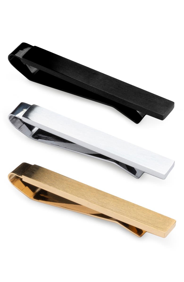 Würkin Stiffs Set of 3 Slim Tie Bars, Alternate, color, Gold