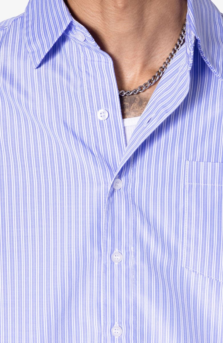 mnml Layered Stripe Cotton Button-Up Shirt, Alternate, color, Blue