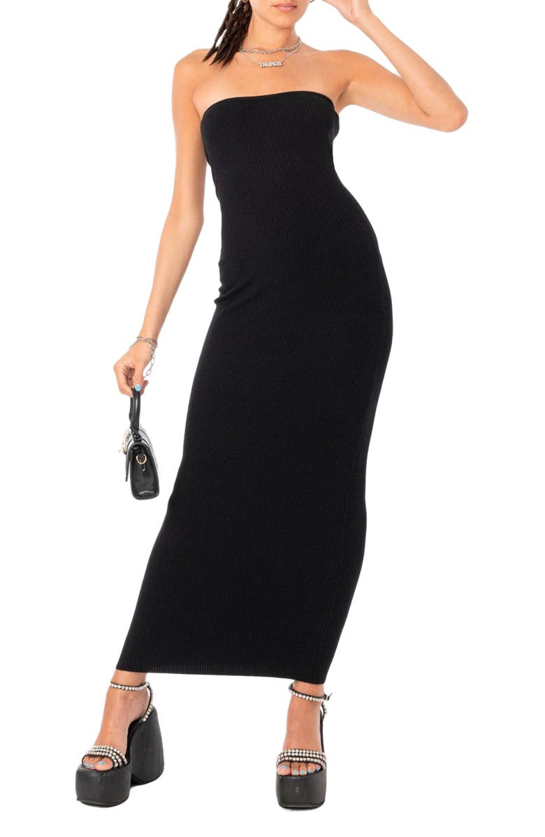 EDIKTED Paola Strapless Knit Maxi Dress, Main, color, 