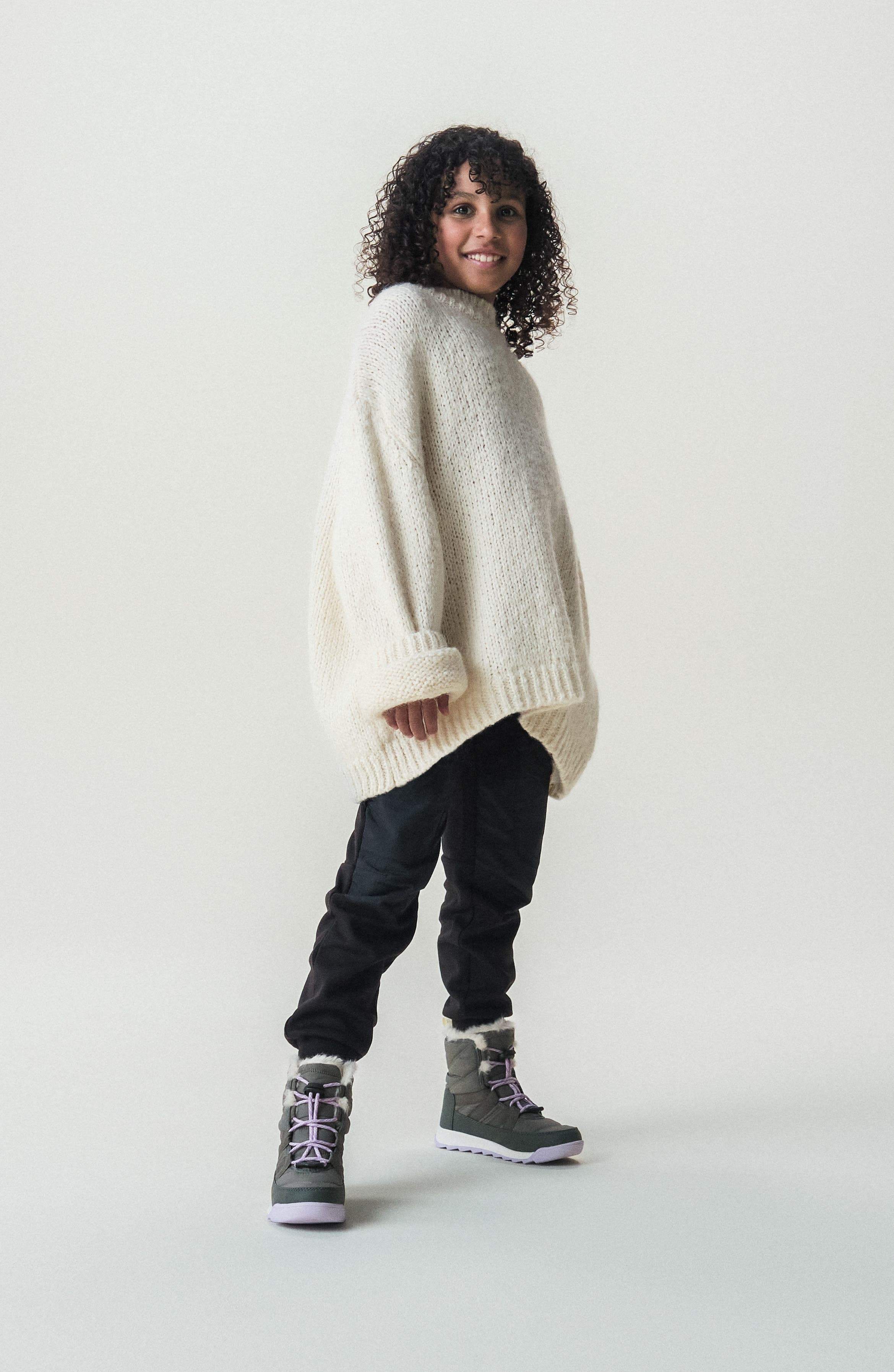 SOREL Kids' Whitney II Plus Waterproof Snow Boot, Alternate, color, Quarry/ Lavender Cloud