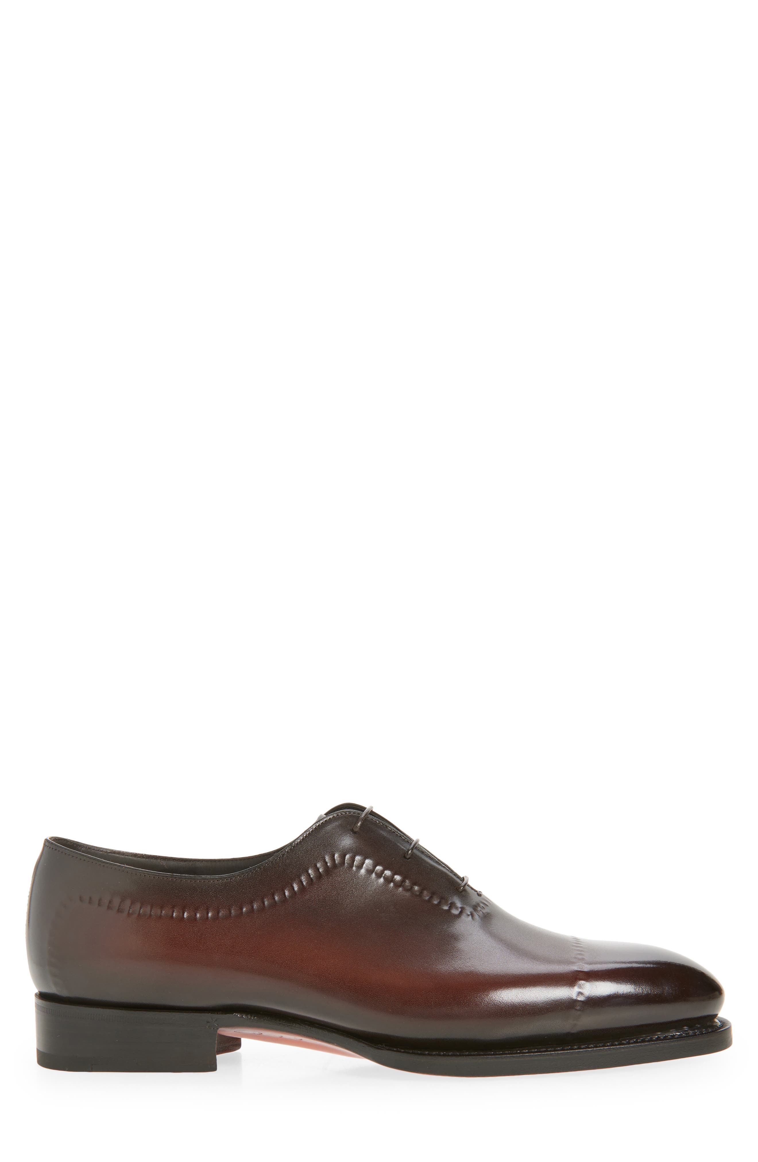Santoni Zephyr Faux Cap Toe Wholecut Shoe, Alternate, color, Dark Brown-T60
