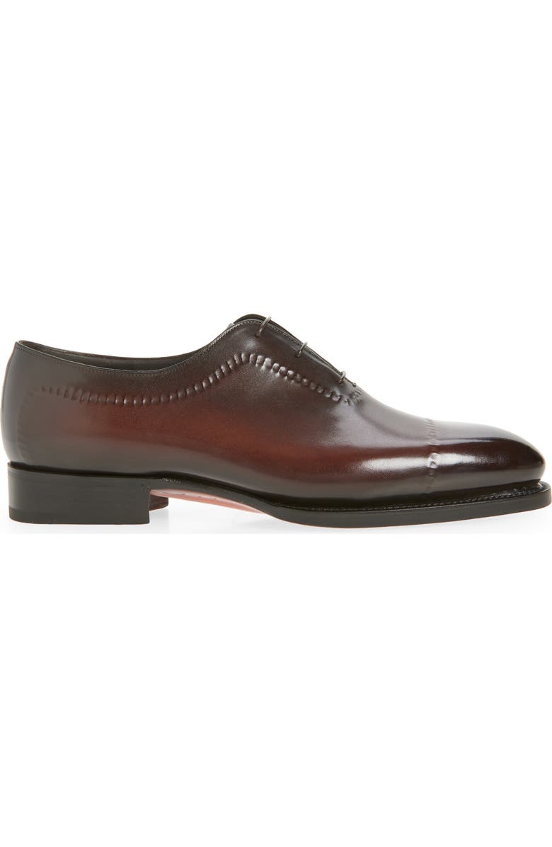 Santoni Zephyr Faux Cap Toe Wholecut Shoe, Alternate, color, Dark Brown-T60