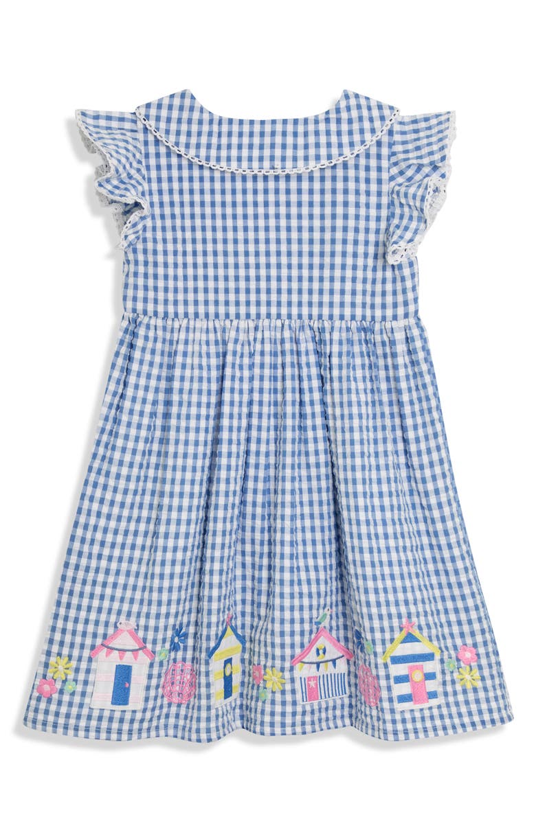JOJO MAMAN BEBE Seaside Appliqué Cotton Gingham Dress, Alternate, color, Blue