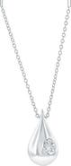 SIMONA Sterling Silver Diamond Teardrop Pendant Necklace