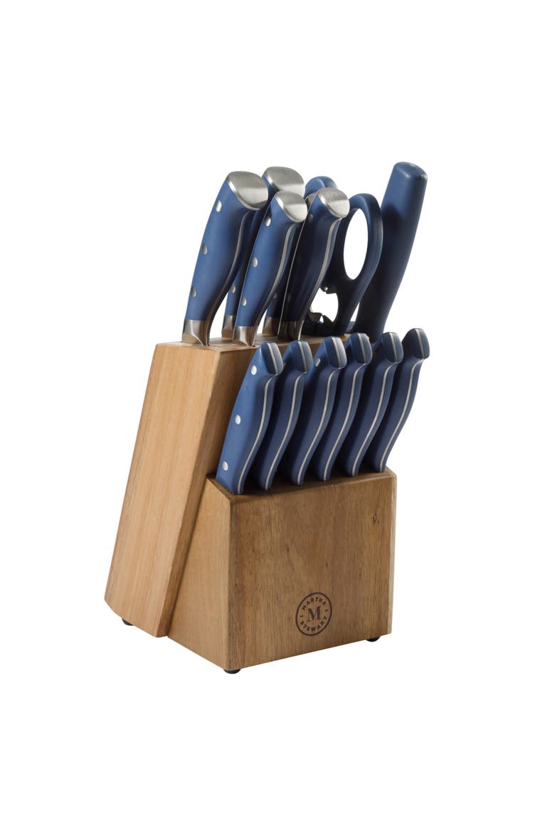 Greeley 14-Piece High-Carbon Stainless Steel Knife Block Set, Alternate, color, Navy Blue