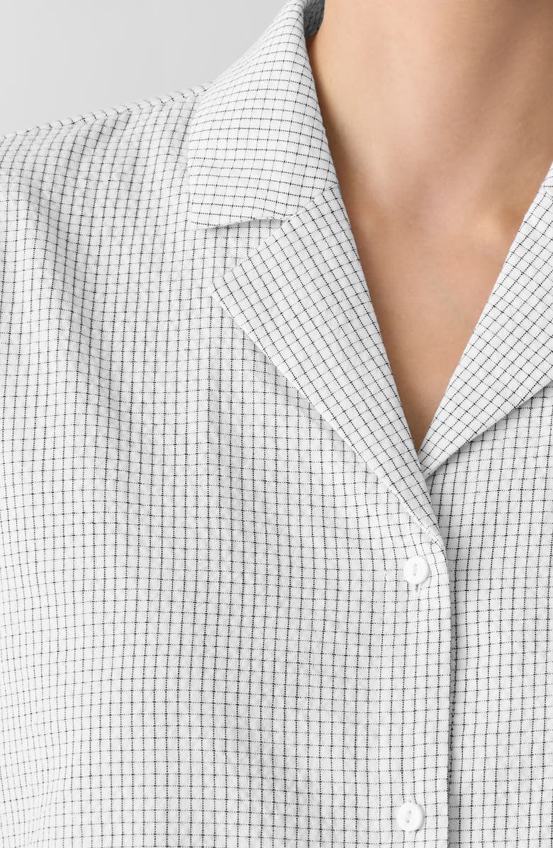 Eileen Fisher Check Organic Cotton Seersucker Button-Up Shirt, Alternate, color, White
