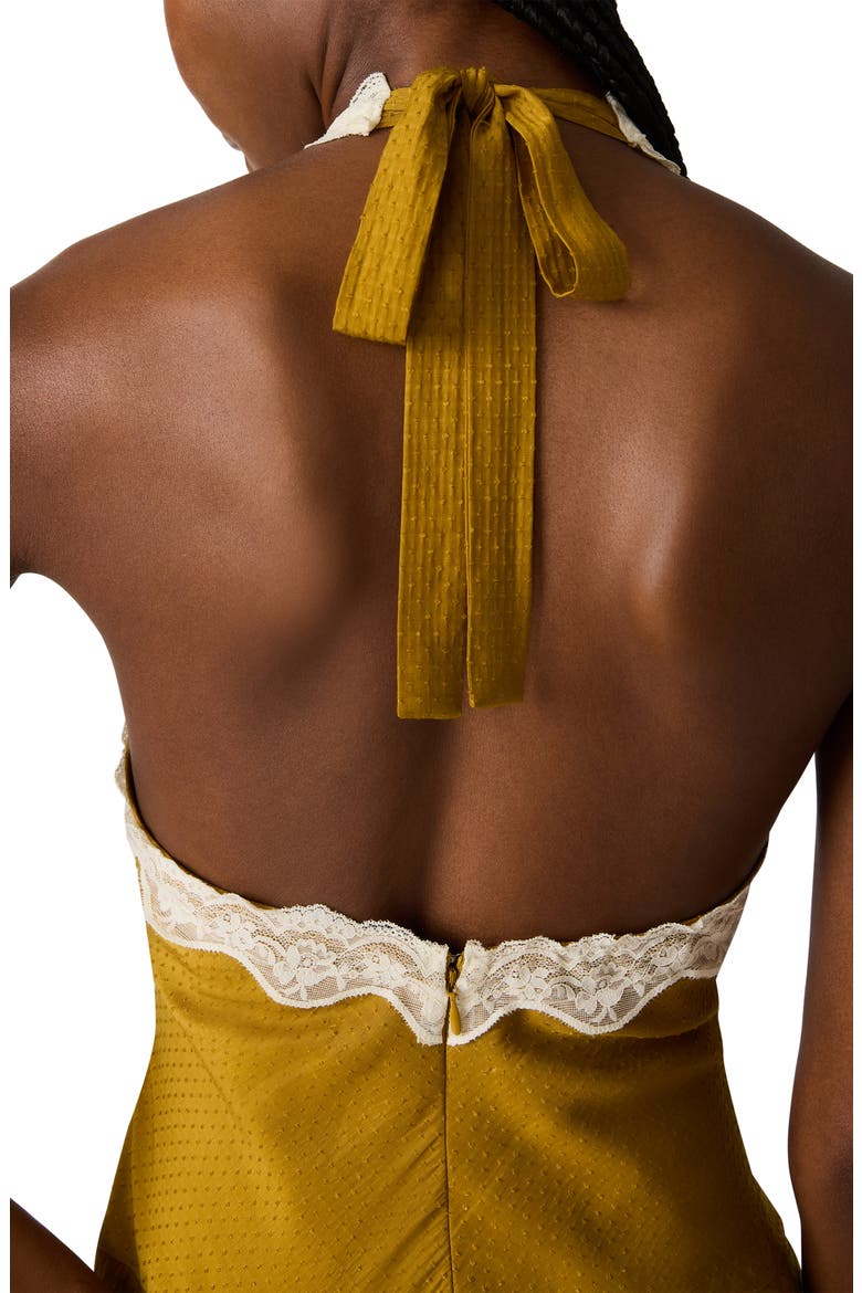 Liza Lace Halter Minidress, Alternate, color, THYME GREEN