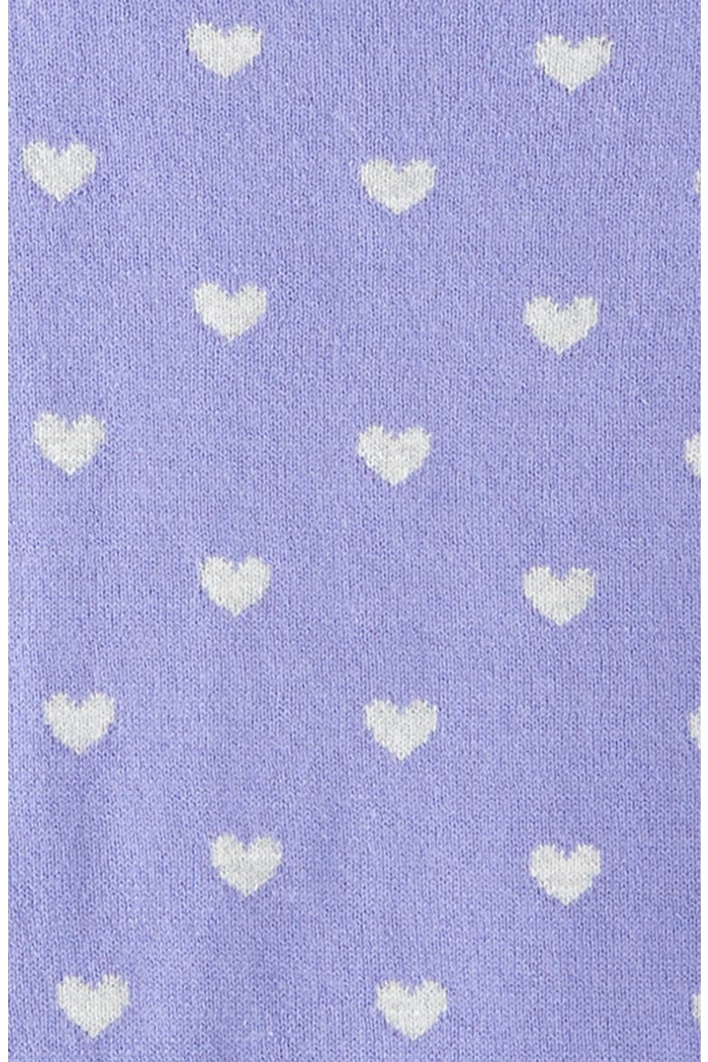 Kids' Heart Jacquard Cotton Cardigan, Alternate, color, PURPLE- GREY SWEET HEARTS