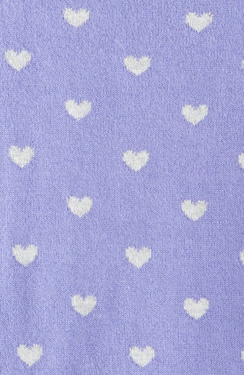 Nordstrom Kids' Heart Jacquard Cotton Cardigan, Alternate, color, Purple- Grey Sweet Hearts