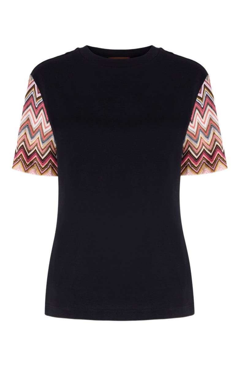 Missoni Crewneck T-shirt With Zig Zag Knit Sleeves, Alternate, color, 