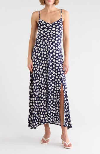 Loveappella Floral Cowl Neck Midi Slipdress