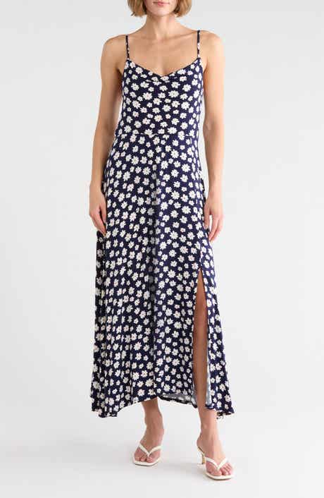 Loveappella Floral Cowl Neck Midi Slipdress