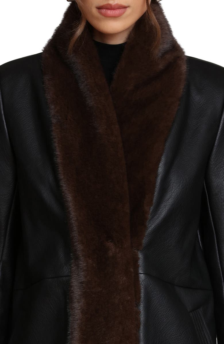 Avec Les Filles Faux Leather Coatigan With Faux Fur Trim, Alternate, color, Black