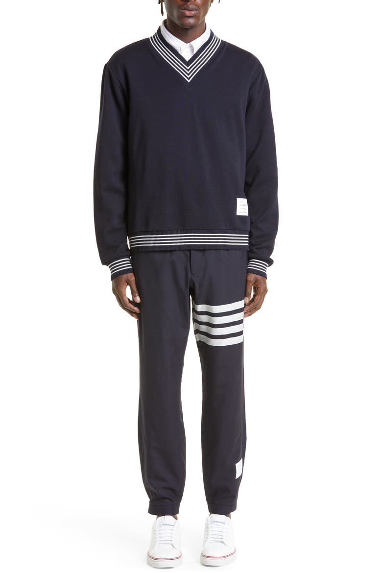 4-Bar Wool Track Pants, Alternate, color, NAVY