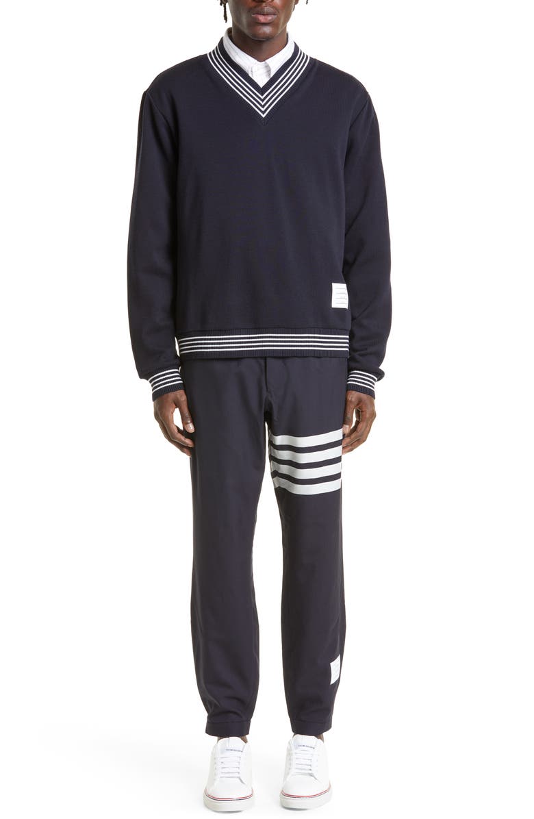 Thom Browne 4-Bar Wool Track Pants, Alternate, color, Navy