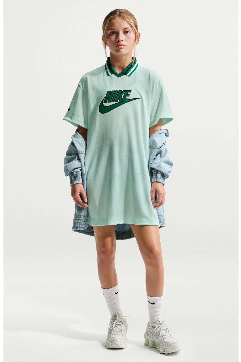 Kids' Oversize Jersey T-Shirt Dress, Main, color, BARELY GREEN/MALACHITE/BLACK