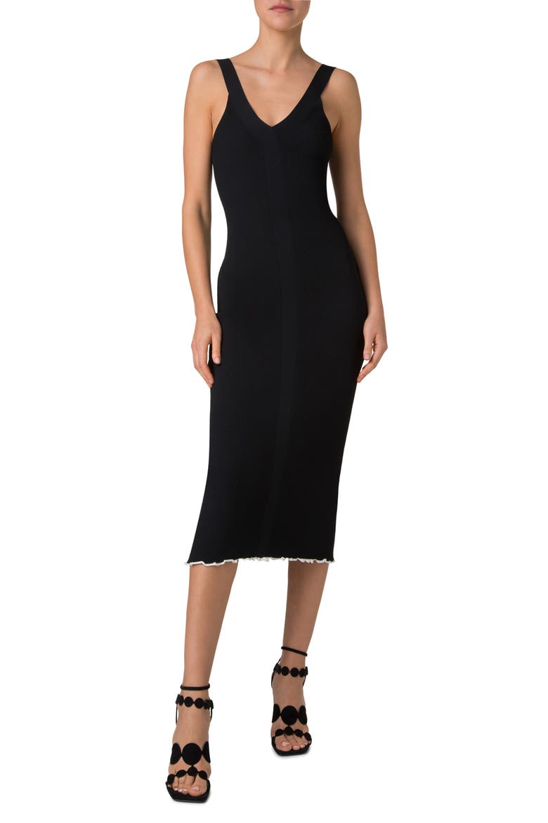 Rib Knit Body-Con Tank Dress, Main, color, BLACK-CREAM