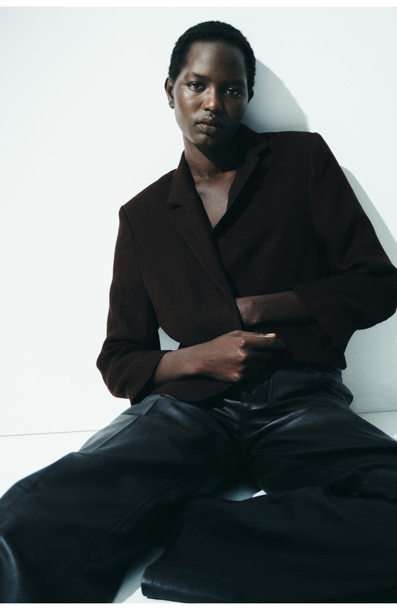 H&M Short Blazer, Alternate, color, Dark Brown