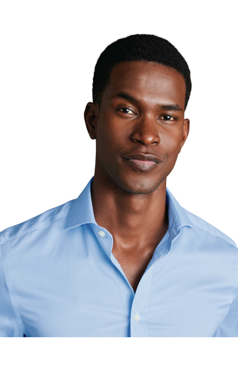 Charles Tyrwhitt Non-Iron Puppytooth Cutaway Collar Shirt, Alternate, color, Light Blue