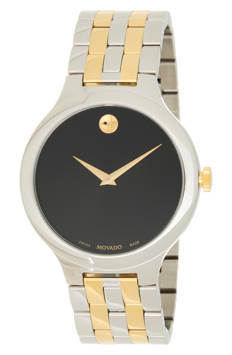 Movado Veturi Museum Dot Bracelet Watch, 44mm, Main, color, Two Tone/ Black