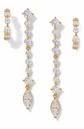 Cassi Set of 2 Huggie Hoops & Linear Drop Earrings