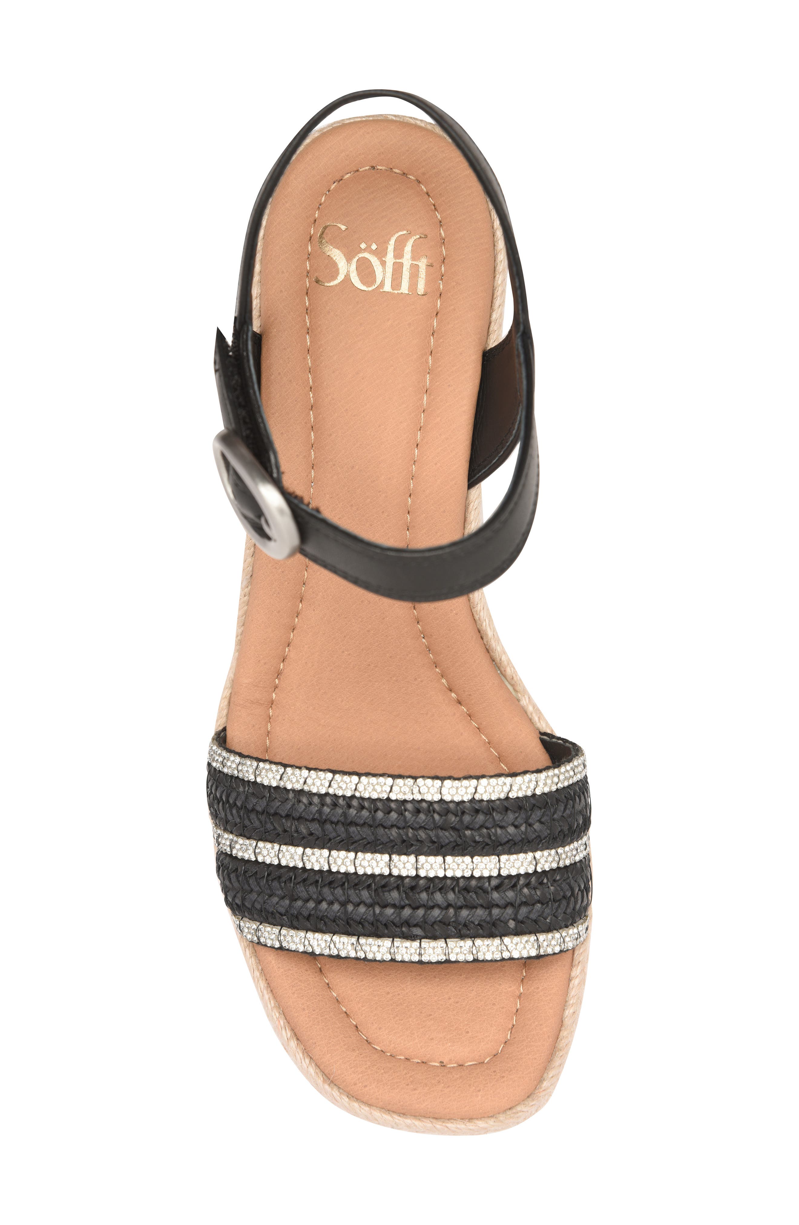 Söfft Inez II Espadrille Ankle Strap Platform Wedge Sandal, Alternate, color, Black