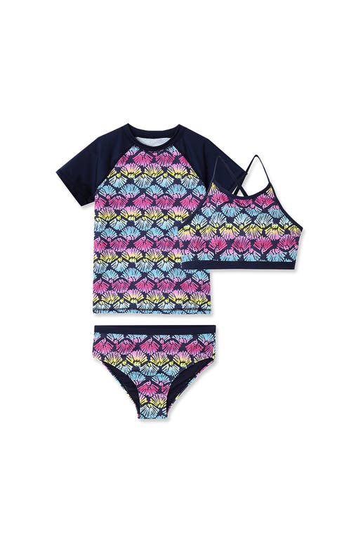 LANDS' END LANDS' END GIRLS SLIM CHLORINE RESISTANT SHORT SLEEVE RASH GUARD SWIM TOP AND BIKINI SET