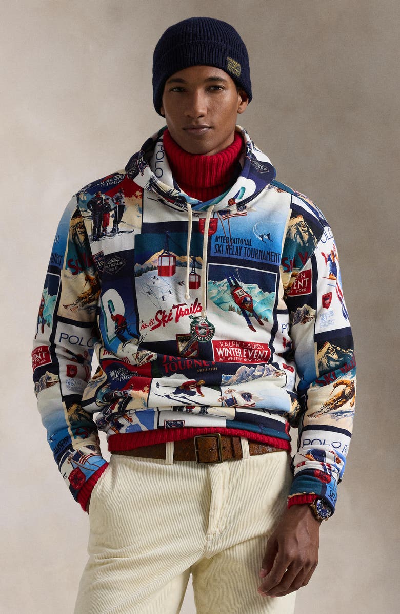 Polo Ralph Lauren Ski Patchwork Fleece Hoodie, Alternate, color,