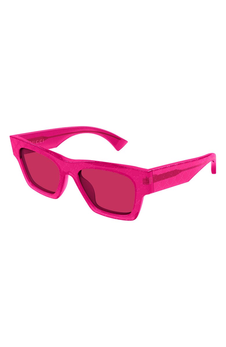 Gucci 52mm Rectangular Sunglasses, Alternate, color, Fuchsia