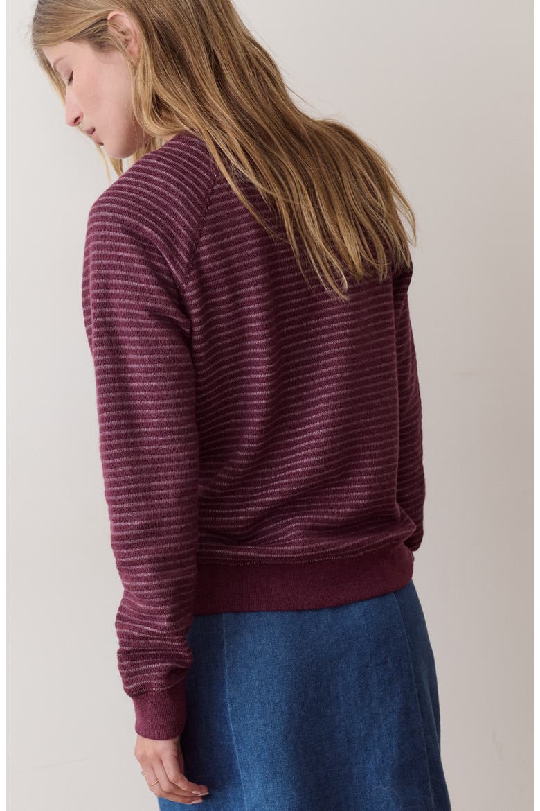 Striped Heathered Raglan T-Shirt, Alternate, color, CABERNET