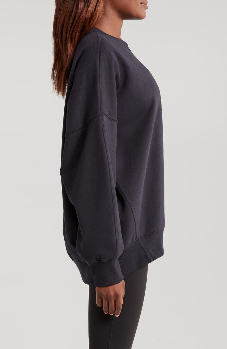 Beyond Yoga Solstice Oversize Cotton Blend Sweatshirt, Alternate, color, Black