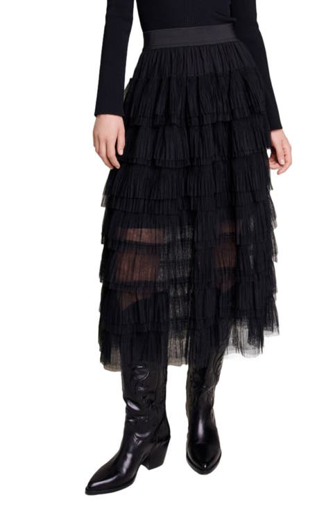 Tulle midi skirt
