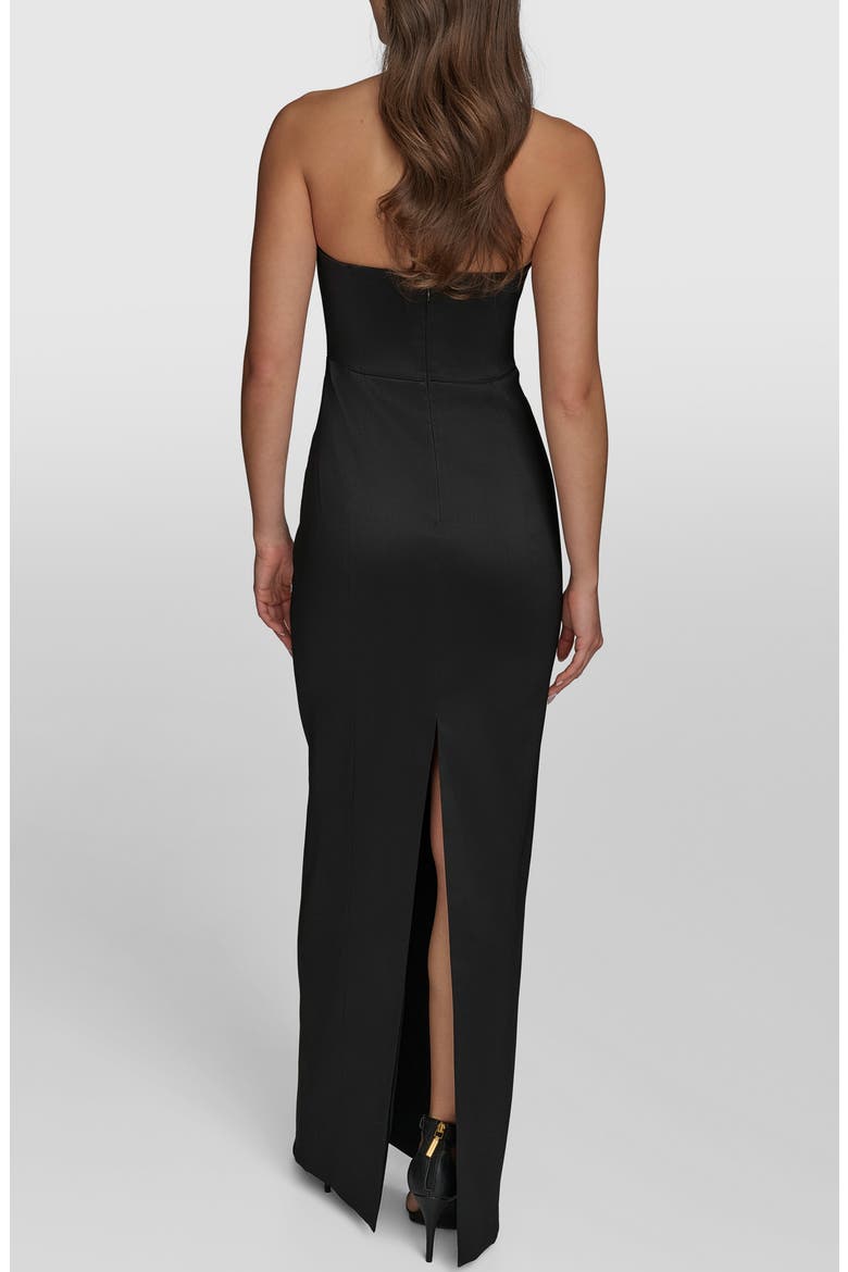 Strapless Satin Gown, Alternate, color, BLACK