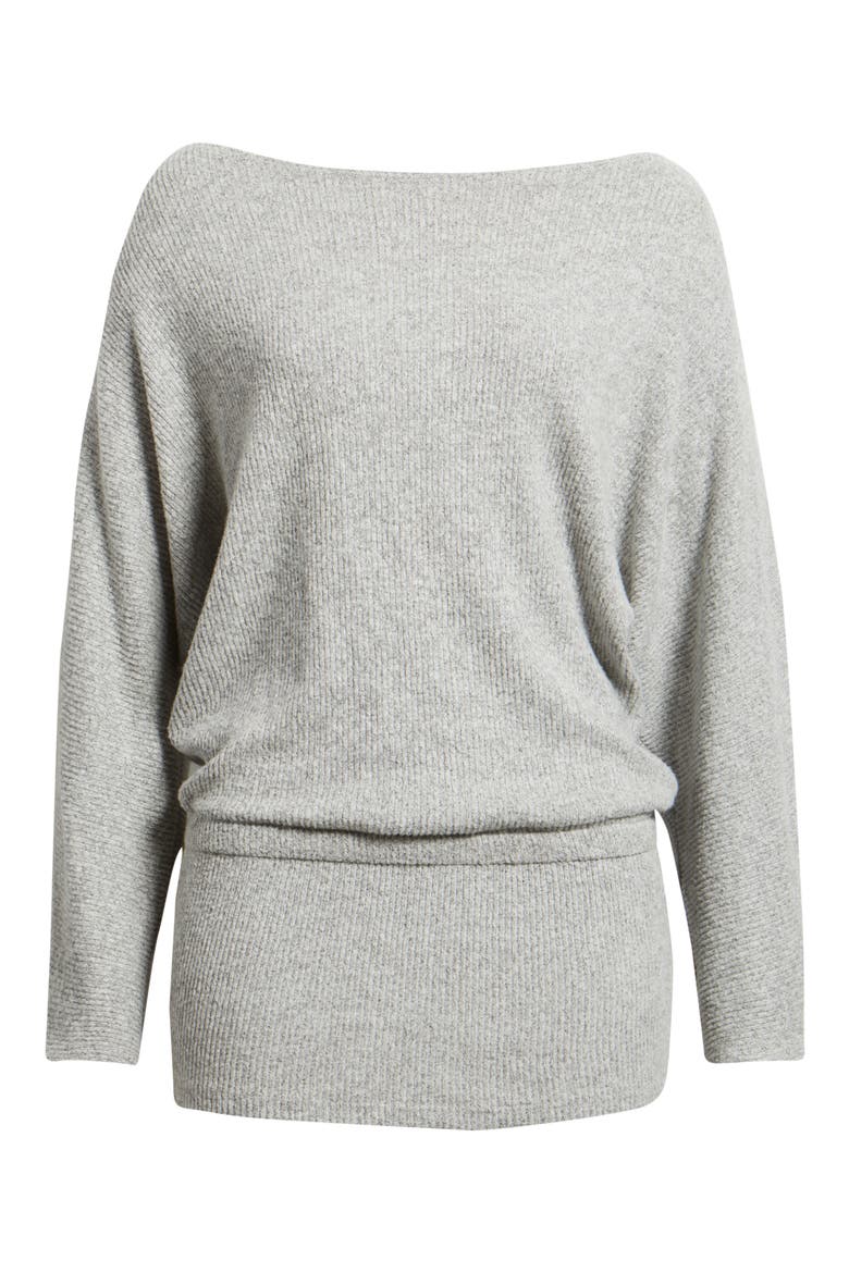 The Izzy Off the Shoulder Long Sleeve Sweater Minidress, Alternate, color, HEATHER GREY