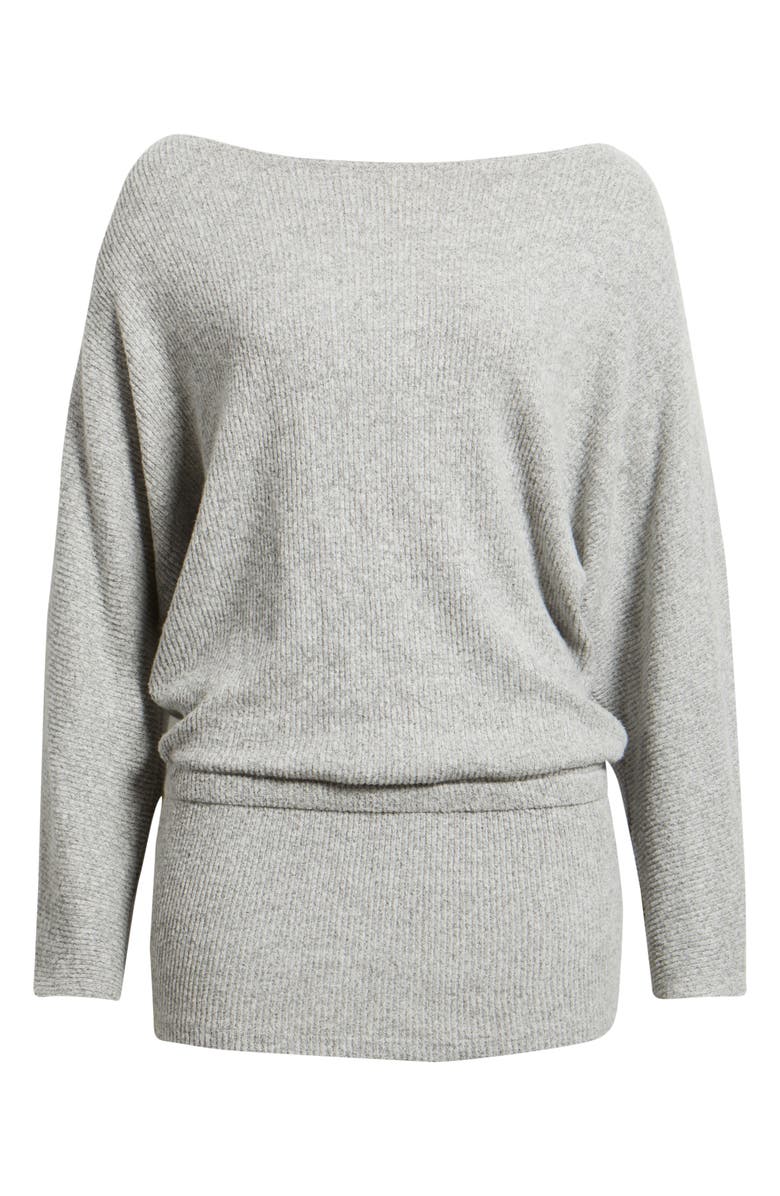 Bella Venice The Izzy Off the Shoulder Long Sleeve Sweater Minidress, Alternate, color, Heather Grey