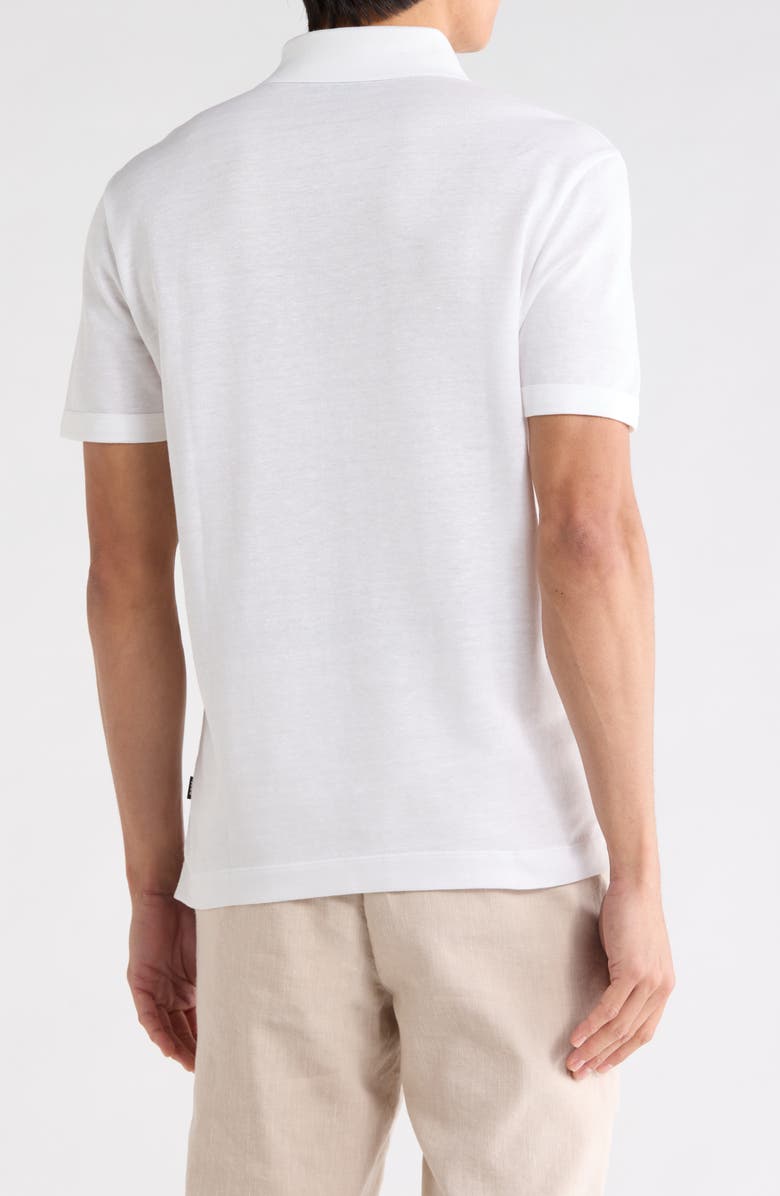 BOSS Press Cotton & Linen Blend Polo, Alternate, color, White