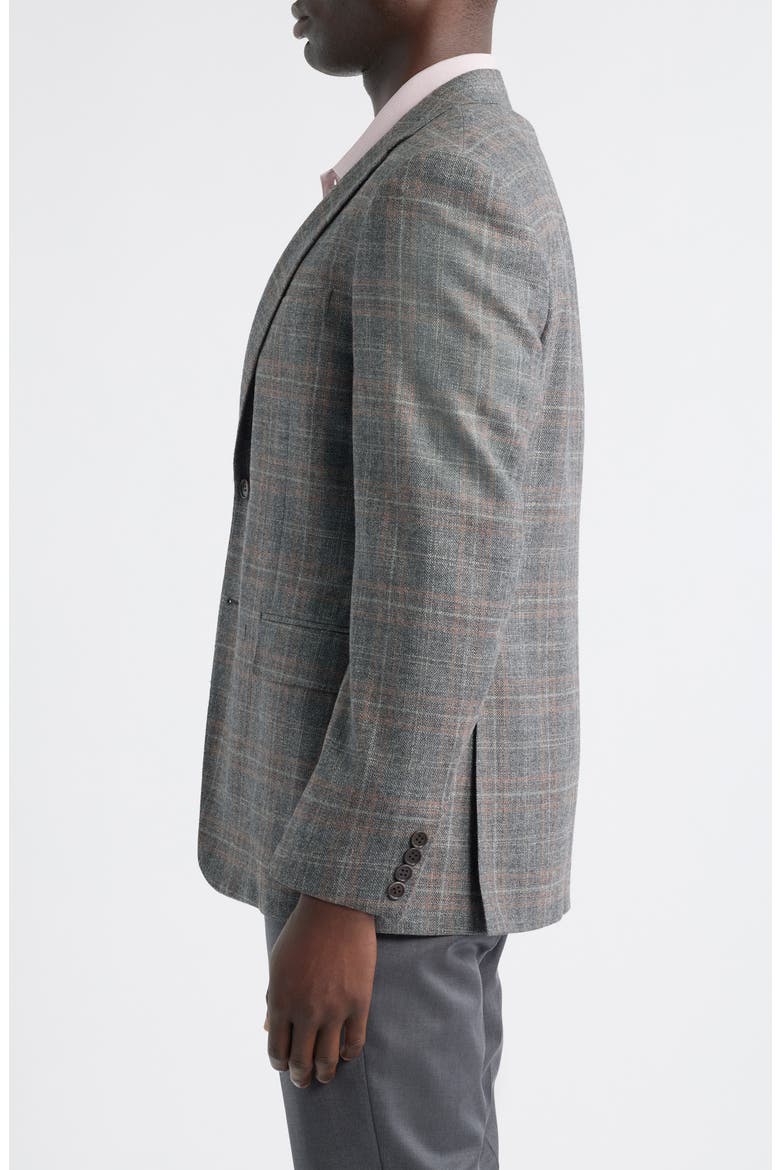 Siena Regular Fit Plaid Wool & Silk Blend Sport Coat, Alternate, color, GREY