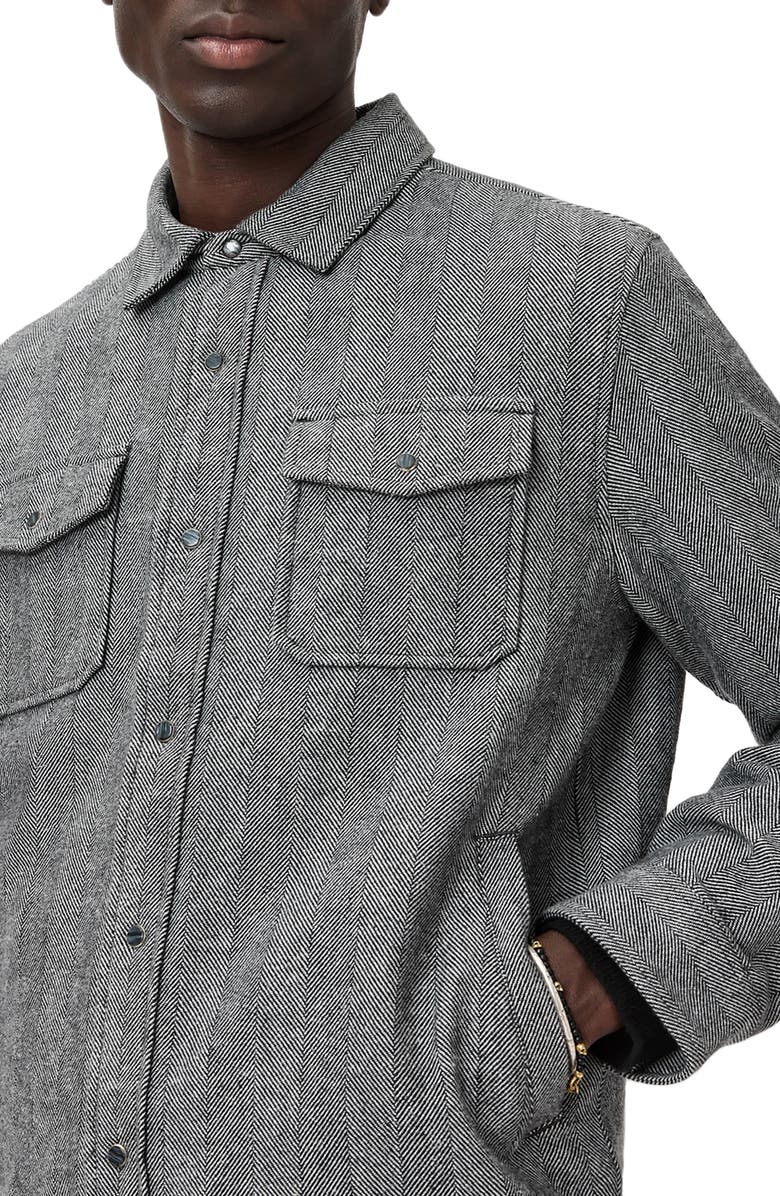 John Varvatos Jameson Herringbone Snap Jacket, Alternate, color, Smoked Pearl Grey