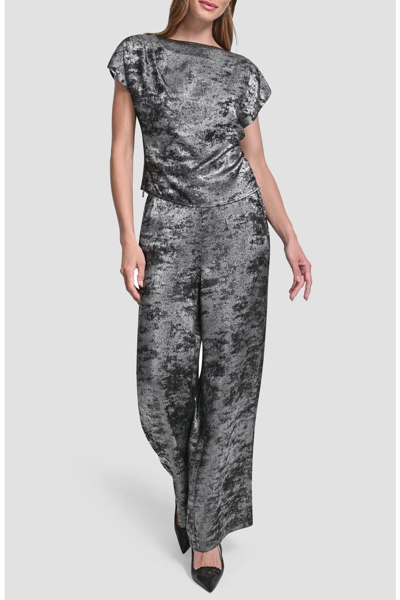 Flutter Sleeve Liquid Velvet Top, Alternate, color, SILVER