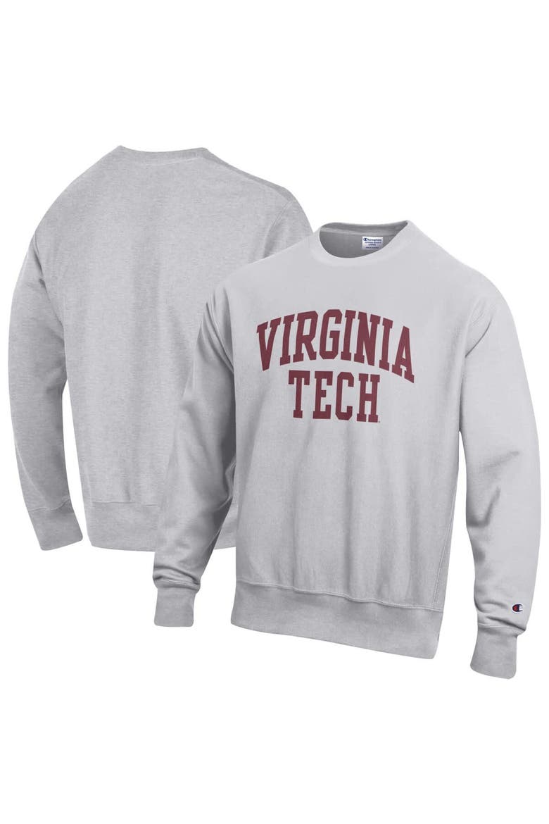 Men's Champion Gray Virginia Tech Hokies Reverse Weave Fleece Sweatshirt, Main, color, Gray