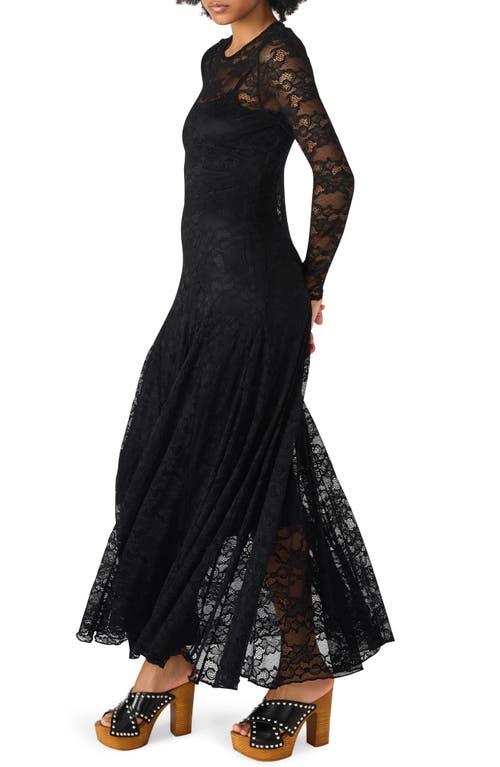 Steve Madden Elona Lace Long Sleeve Maxi Dress In Black