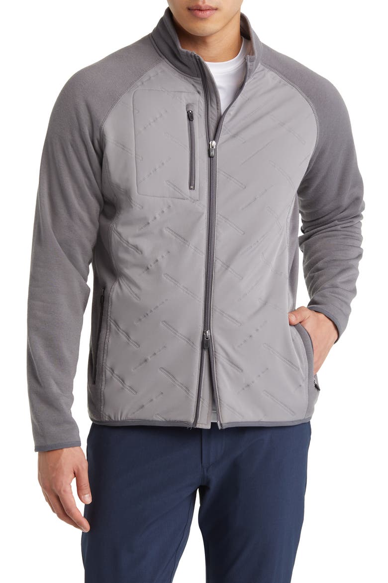 Mario Mix Media Water Repellent Zip-Up Jacket, Main, color, CHARCOAL