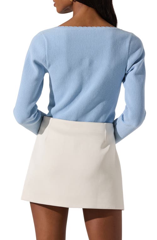 Astr The Label Scallop Trim Rib Top In Blue