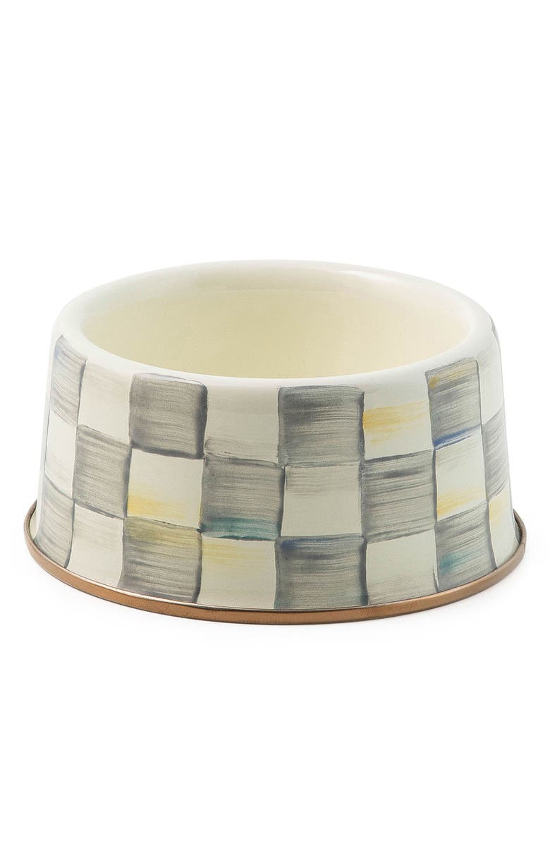 MACKENZIE CHILDS Medium Sterling Check Pet Dish, Main, color, Sterling